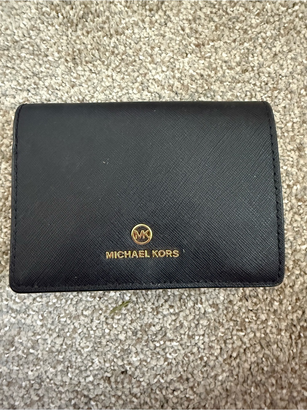 Michael Kors Black Leather Wallet with Gold Logo